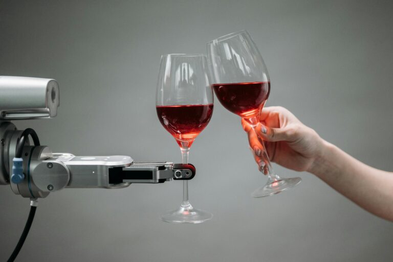 A Robot Holding a Wine